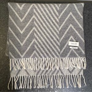 Scotch & Soda Grey Chevron Print Unisex Wool Scarf